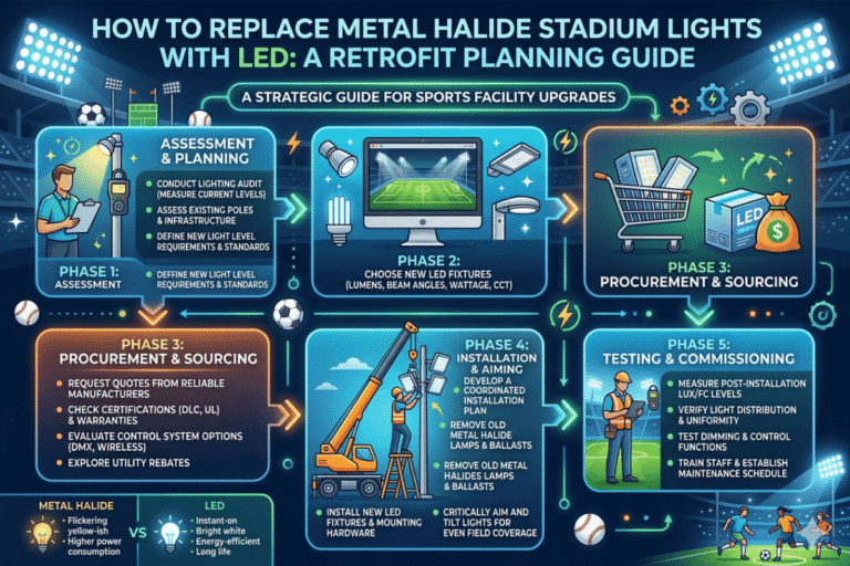 How to Replace Metal Halide Stadium Lights with LED: A Retrofit Planning Guide