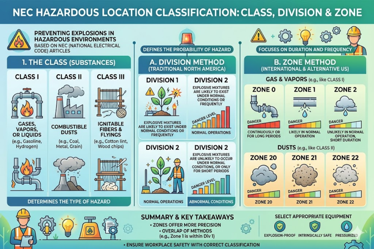 NEC Hazardous Location Classification Explained: Class, Division & Zone