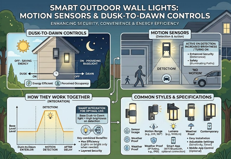Smart Features: Motion Sensors and Dusk-to-Dawn Controls