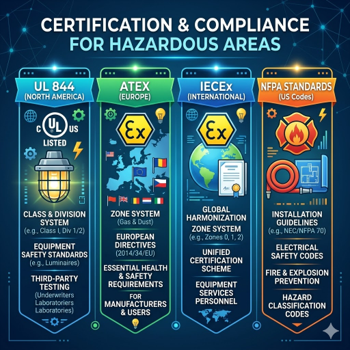 Certification and Compliance UL 844, ATEX, IECEx, and NFPA Standards