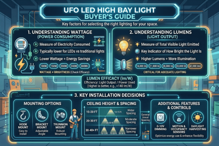 The UFO LED High Bay Light Buyer's Guide: Wattage, Lumens & Installation Decisions