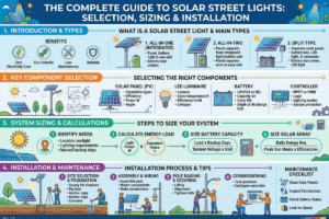 La guía completa de farolas solares: selección, tamaño e instalación [2026]