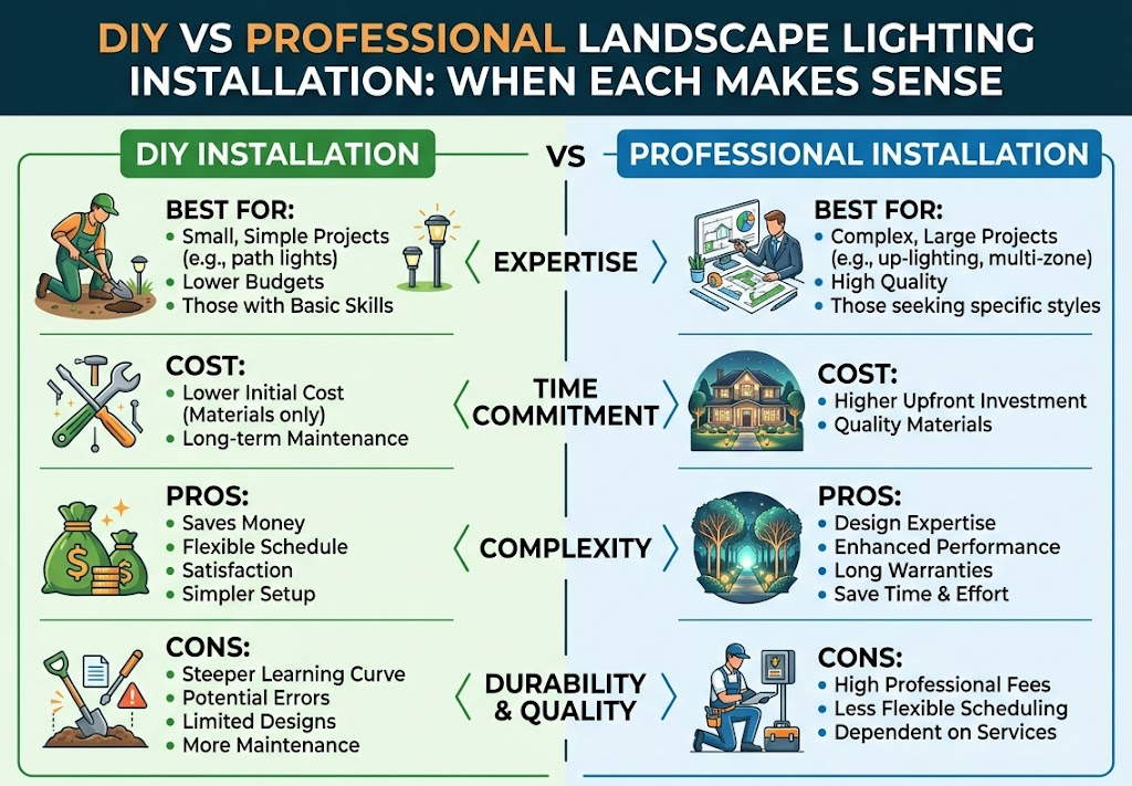 DIY vs Professional Landscape Lighting Installation: When Each Makes Sense