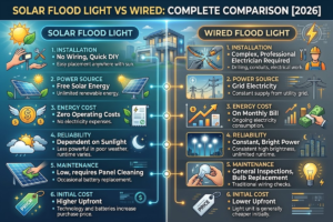 Solar Flood Light vs Wired Complete Comparison [2026]