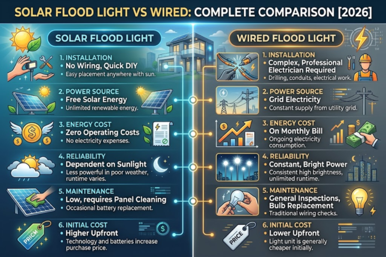 Solar Flood Light vs Wired Complete Comparison [2026]