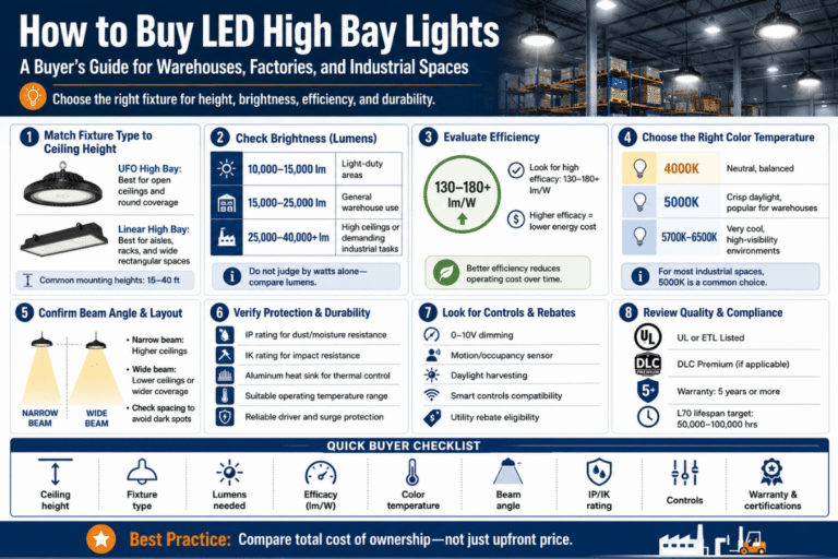 How to Buy LED High Bay Lights: A Buyer's Guide for Warehouses, Factories, and Industrial Spaces