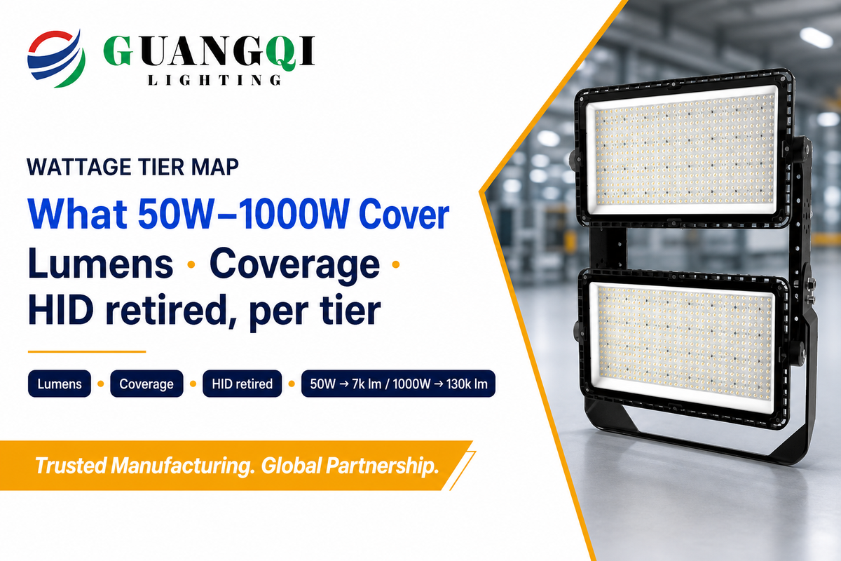 Wattage Tier Coverage Map: What 50W, 100W, 200W, 300W & 1000W Cover — Guangqi Lighting