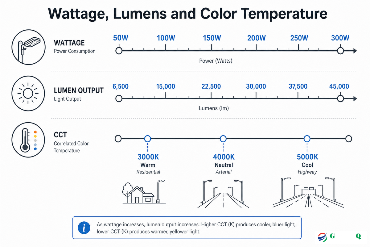 Wattage, Lumen Output and Color Temperature Specs — Guangqi Lighting