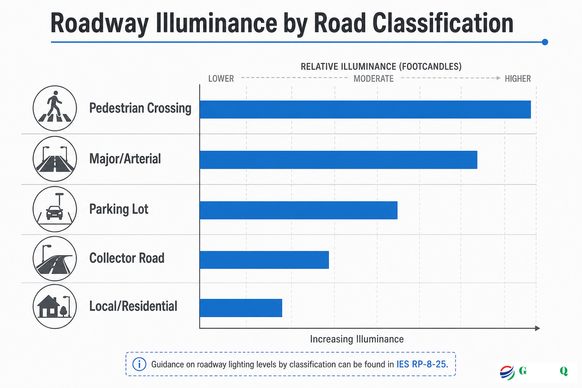 IES RP-8-25 Roadway Illuminance and Mounting-Height Guidance — Guangqi Lighting
