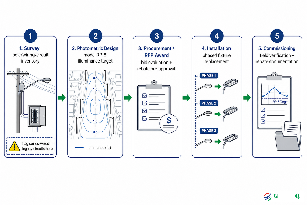 The Street Light Retrofit Process: From Survey to Commissioning — Guangqi Lighting