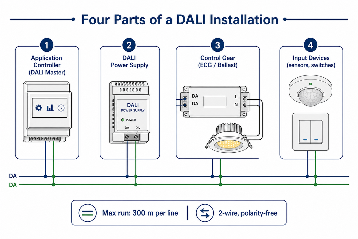 How a DALI System Is Built: Bus, Addressing, Groups, Scenes & Inputs — Guangqi Lighting