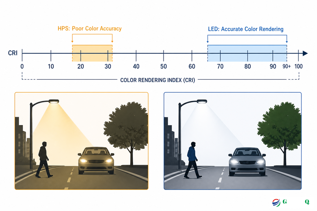 The CRI-20 Visibility Gap, Why HPS's Color Rendering Is a Safety Problem — Guangqi Lighting
