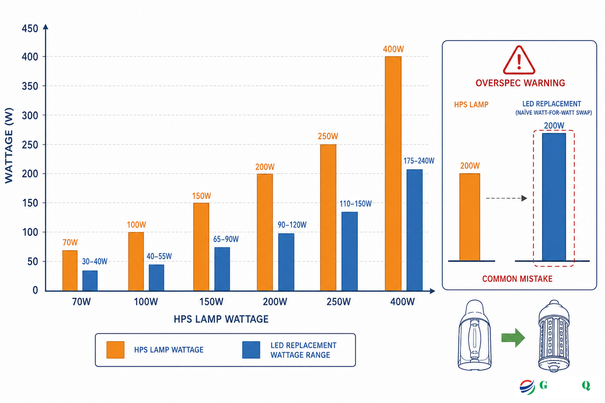 HPS Wattage Cross-Reference, Matching LED Replacements Without Overspec — Guangqi Lighting