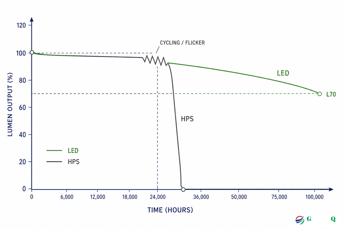 Lifespan, Failure Curve, and the Real Maintenance Bill — Guangqi Lighting
