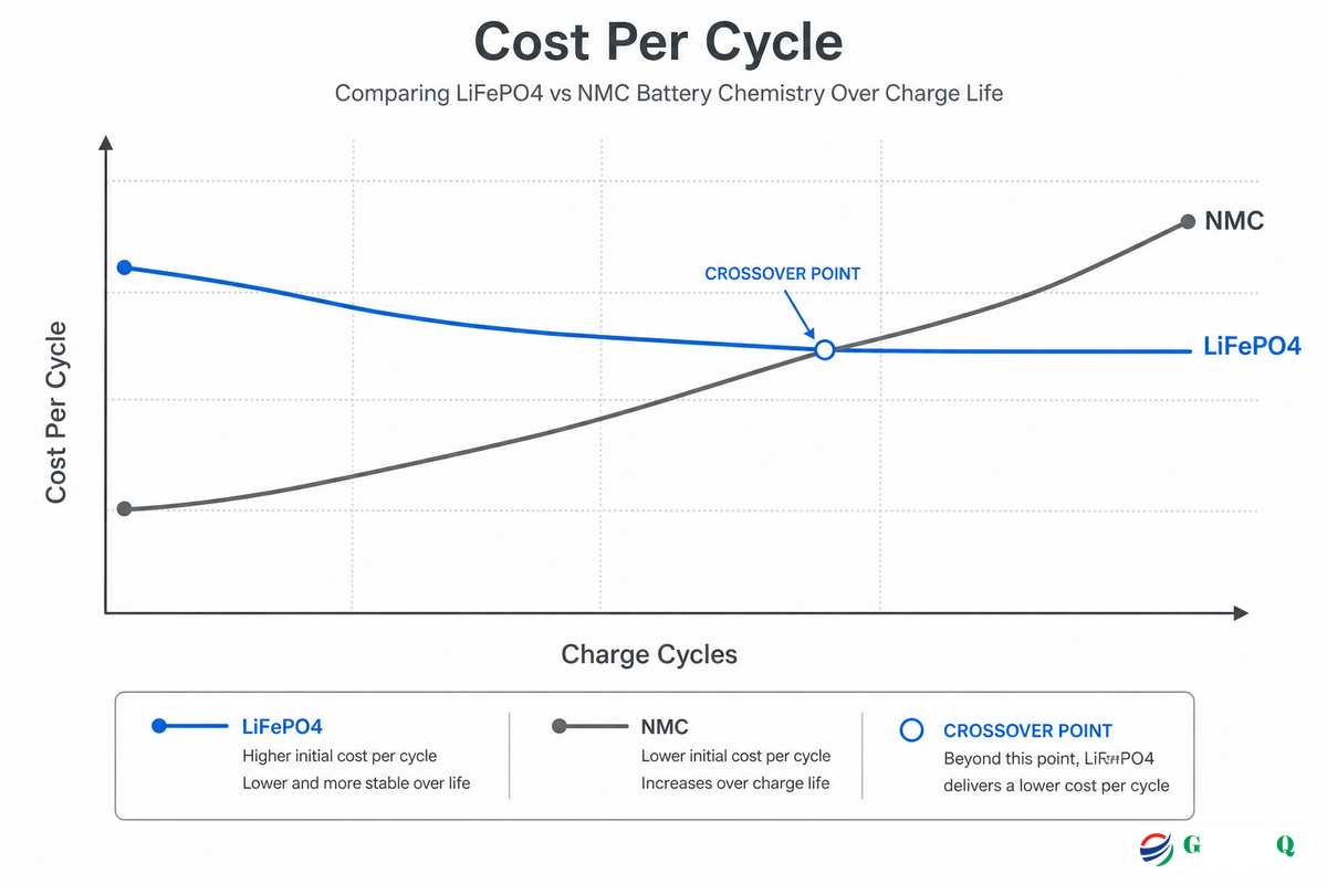 Cycle Life & Lifespan — The Cycle-to-Cost Crossover Point — Guangqi Lighting