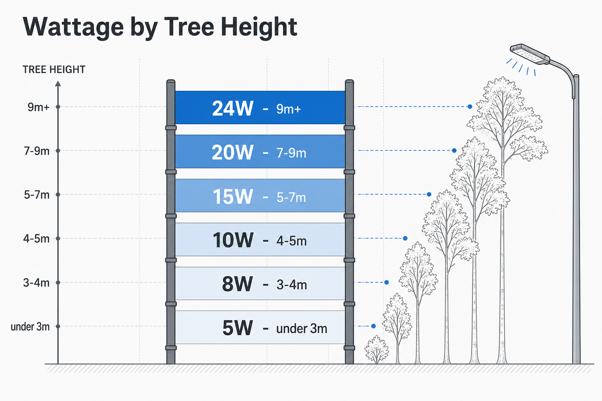 Sizing a Ring Light: The Six-Wattage Spread by Trunk Height — Guangqi Lighting