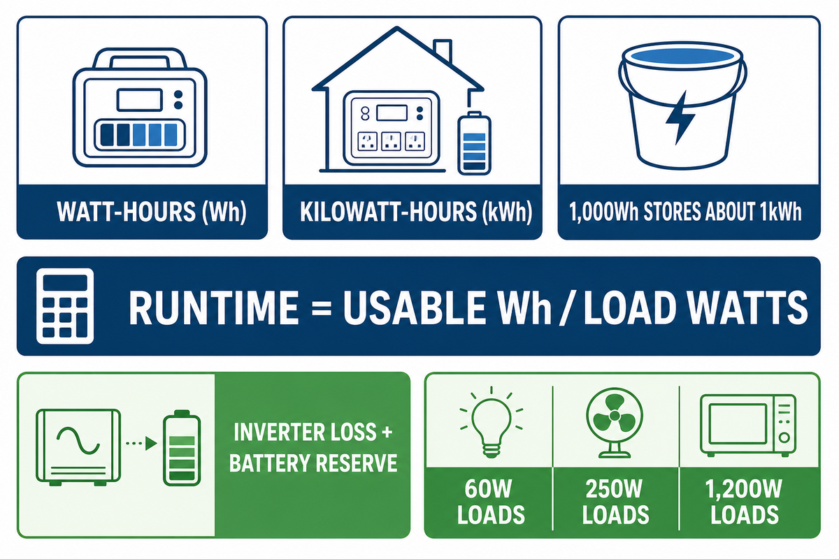 Capacity: Wh And kWh Estimate Runtime