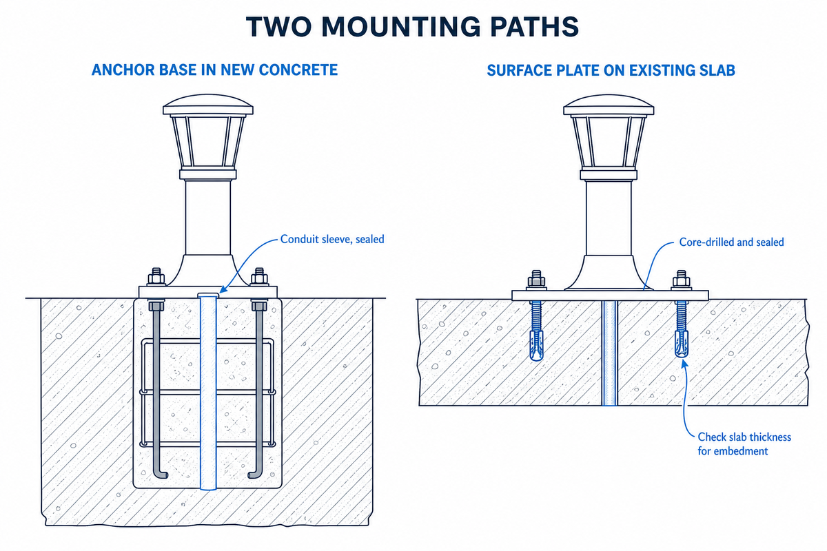 How to Install Bollard Lights: Foundations, Anchorage and Concrete Retrofit — Guangqi Lighting