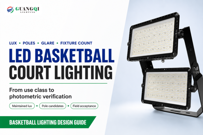 led basketball court lighting featured
