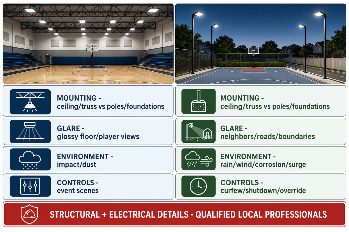 Indoor vs Outdoor Basketball Court Lighting — GQLAMP