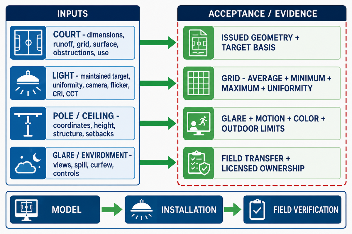 The Court–Light–Pole–Glare Worksheet and Final Verification — GQLAMP