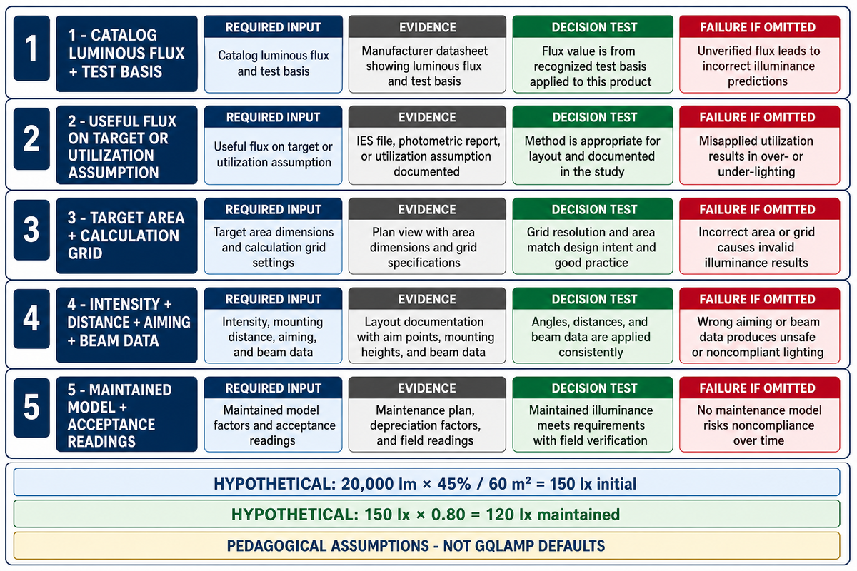 The five-row output-to-outcome ledger
