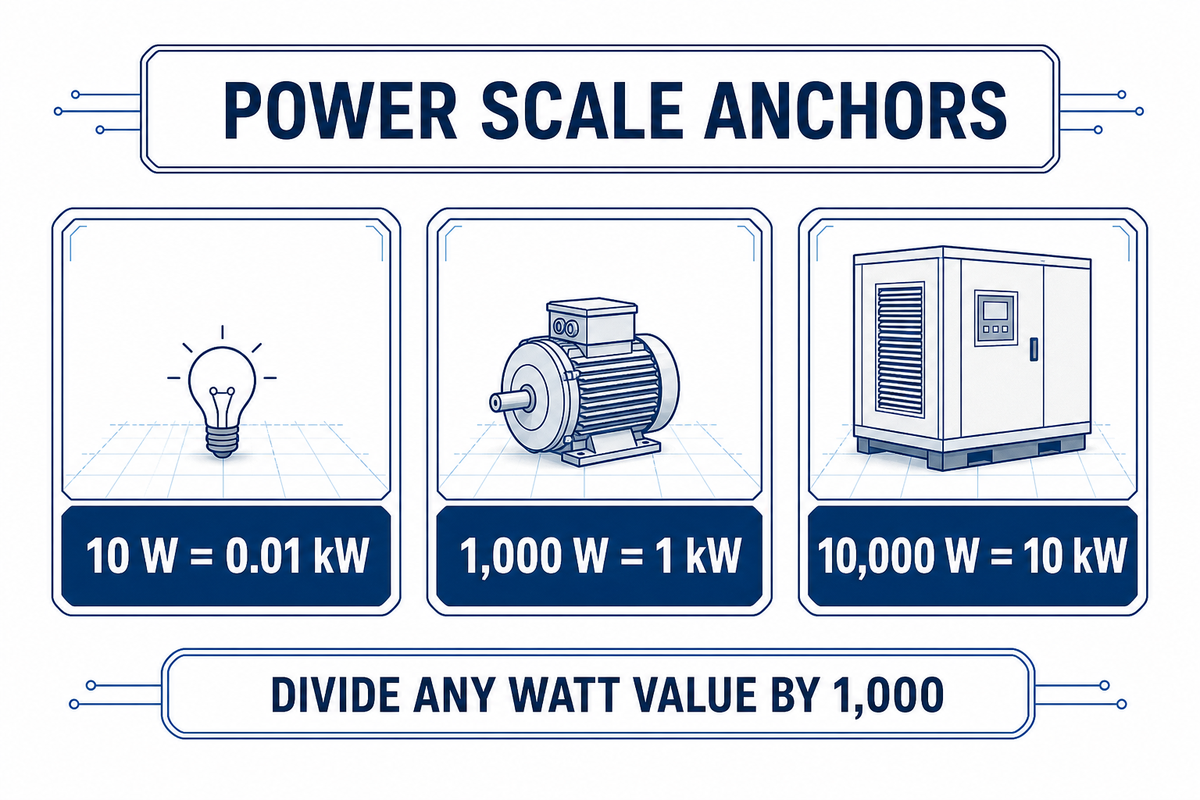 Watts to Kilowatts Conversion Chart — Guangqi Lighting