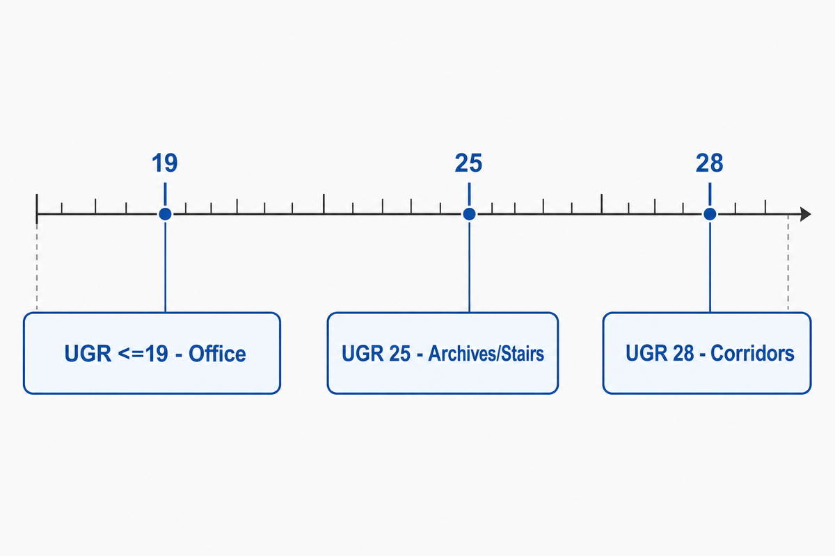 Glare Limits and UGR (Unified Glare Rating) — Guangqi Lighting