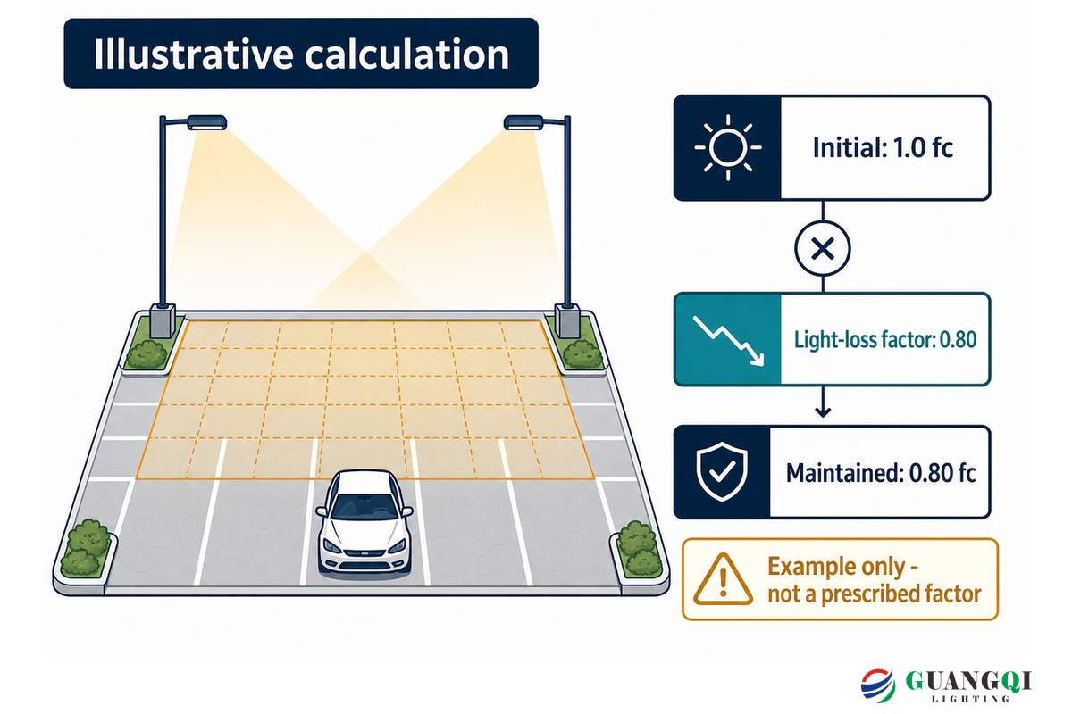 Set maintained light levels for each parking area — Guangqi Lighting