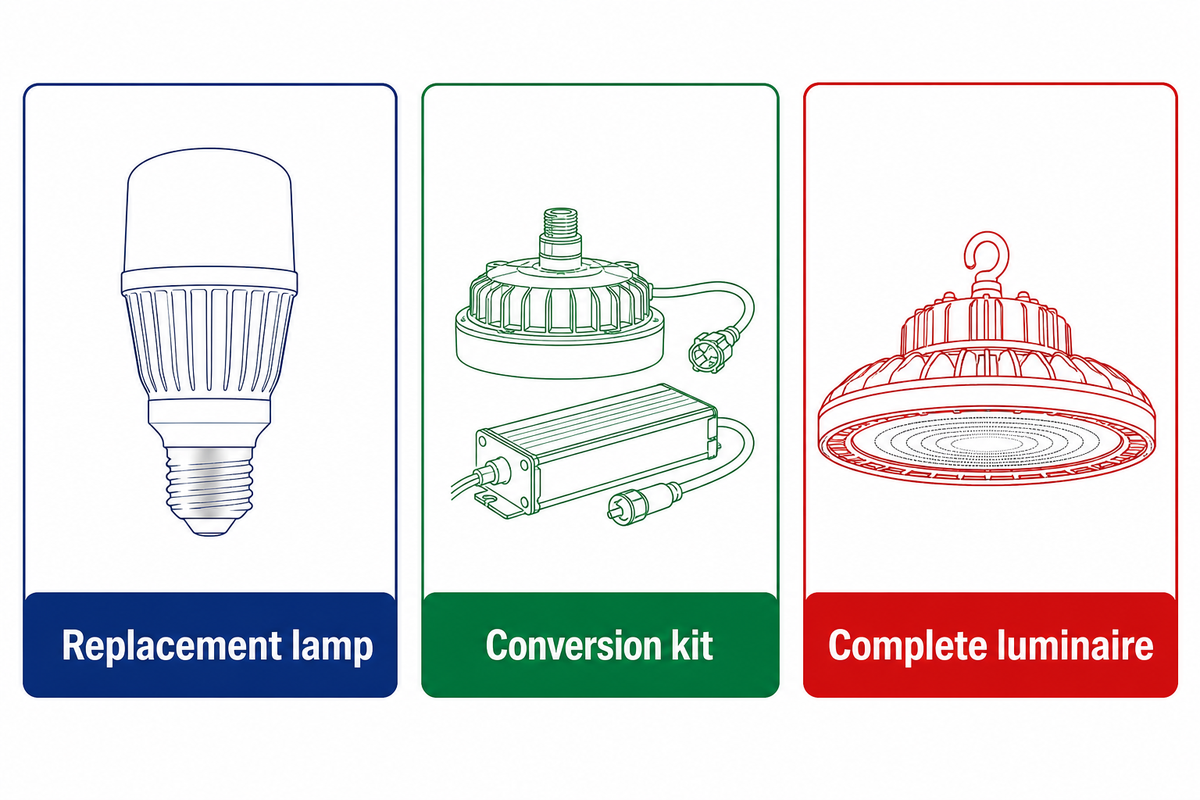 DOE distinguishes replacement lamps, conversion kits and complete LED luminaires; approvals are model-specific