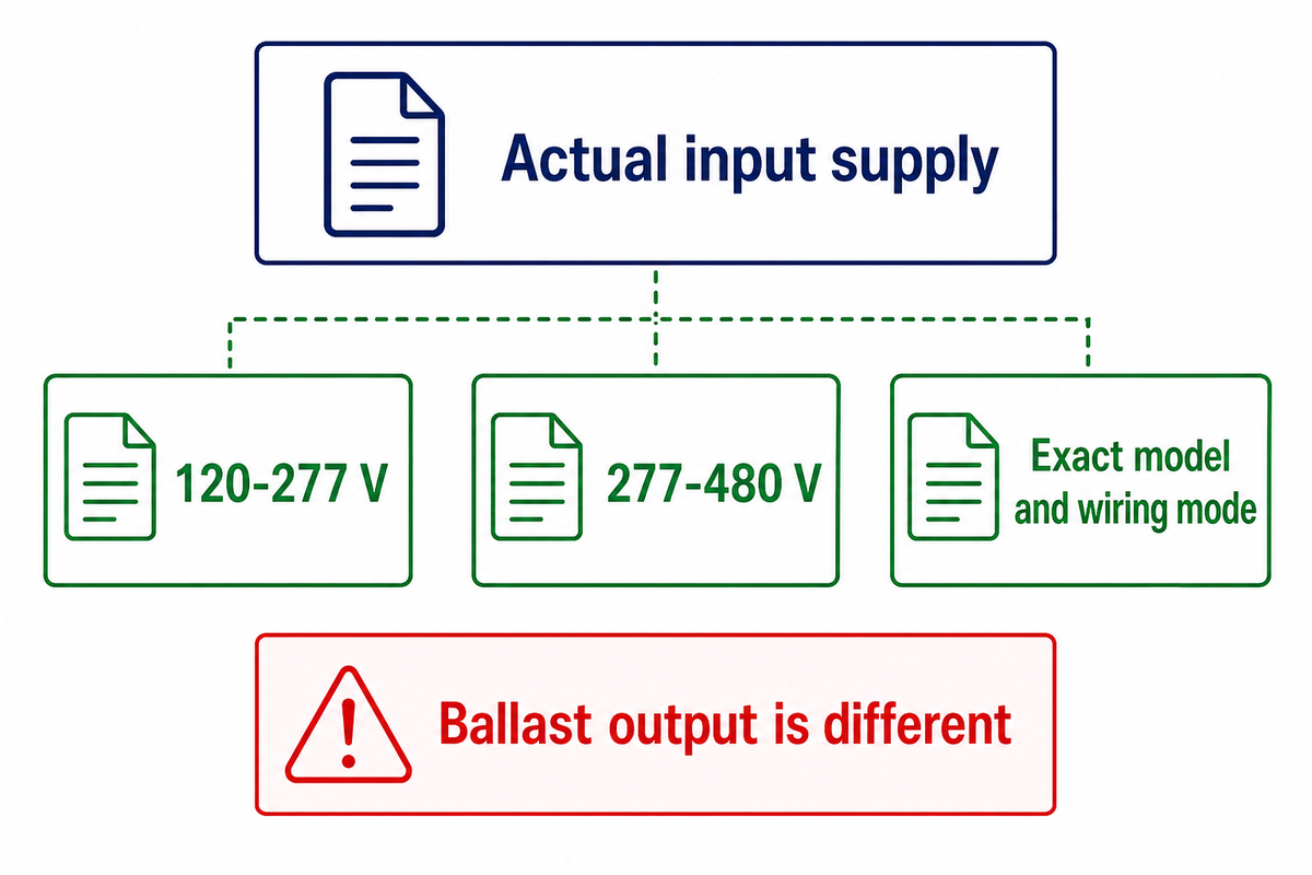 Current LEDL152 lists 120-277 V and 277-480 V versions; verify the exact model and wiring mode