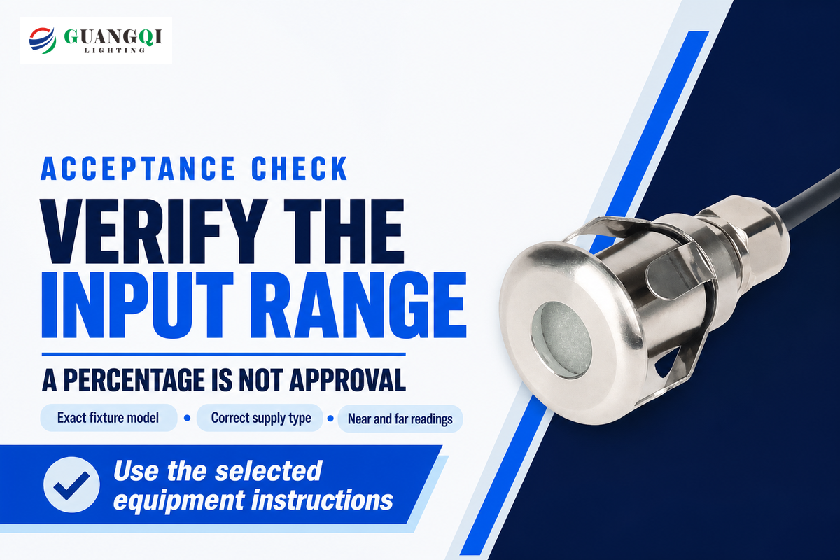 Acceptable voltage depends on the exact fixture input range, supply type and loaded near and far readings.