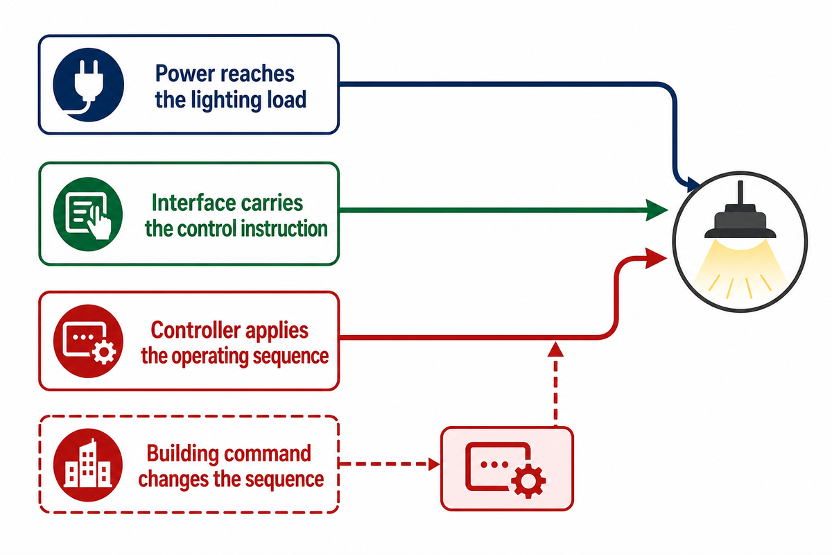 Power, interface and logic are distinct paths with different fault ownership.