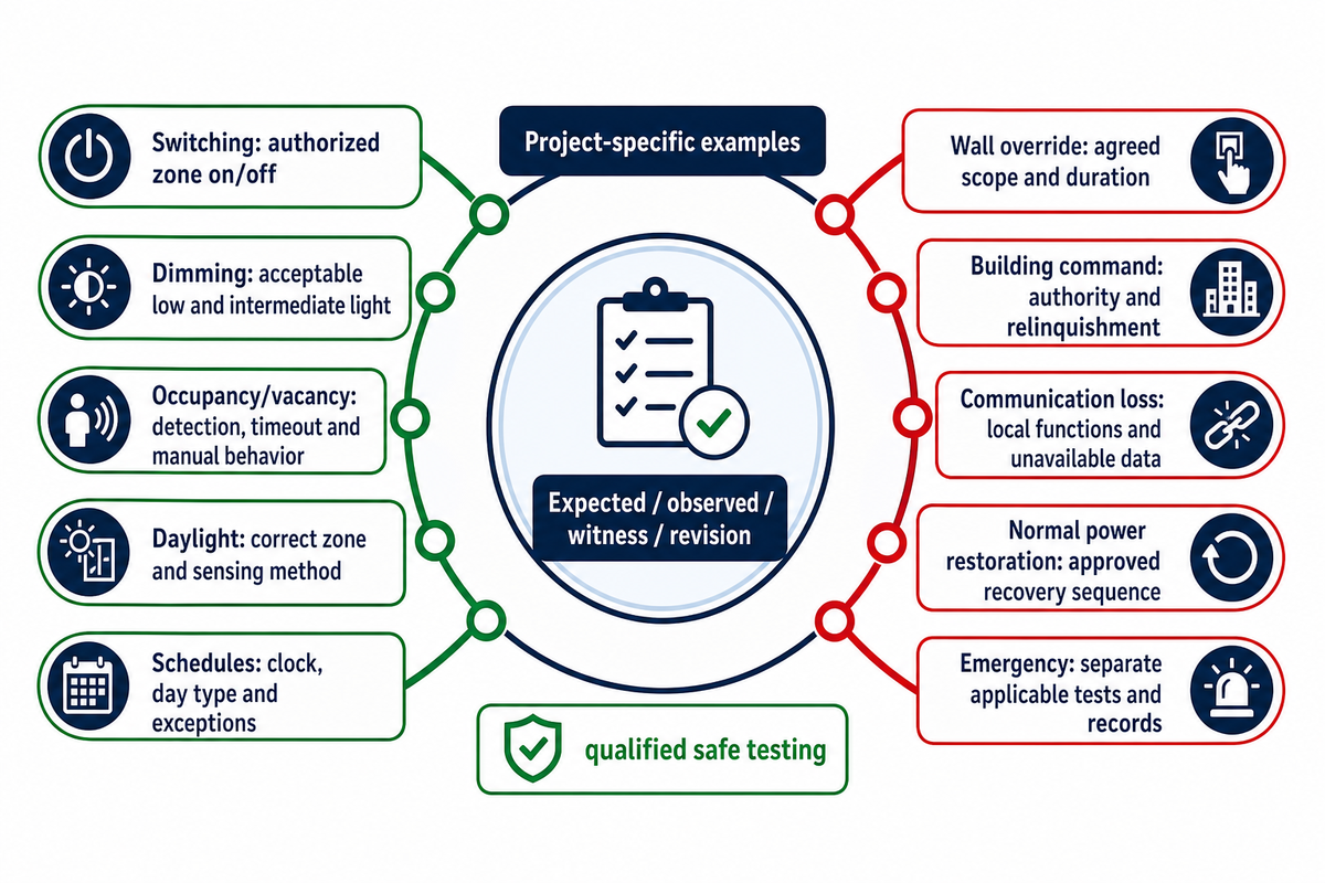 Acceptance records connect expected and observed behavior, witnesses and configuration revision for project-specific safe tests.