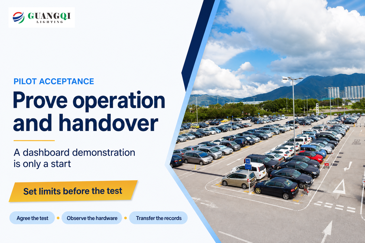 Pilot acceptance: agree the test, observe actual hardware and transfer usable operating records.