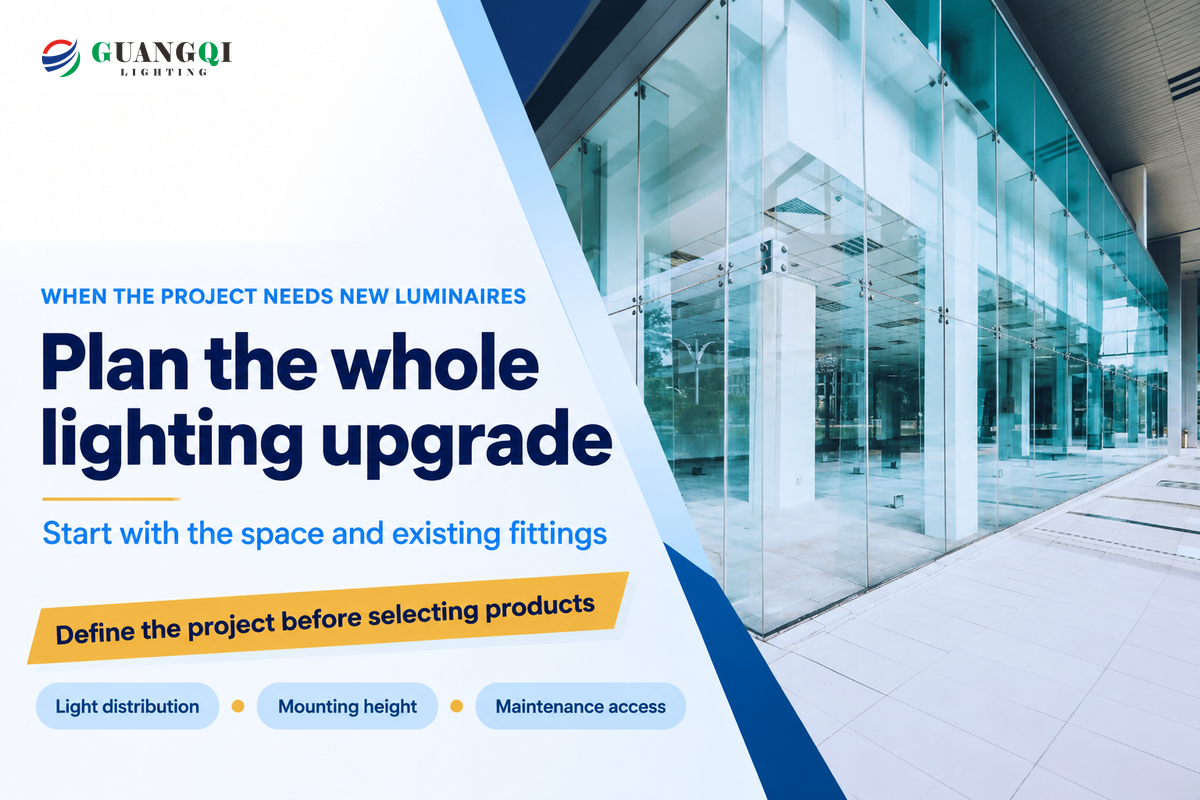 Define space, mounting height and maintenance requirements when a project needs new luminaires.